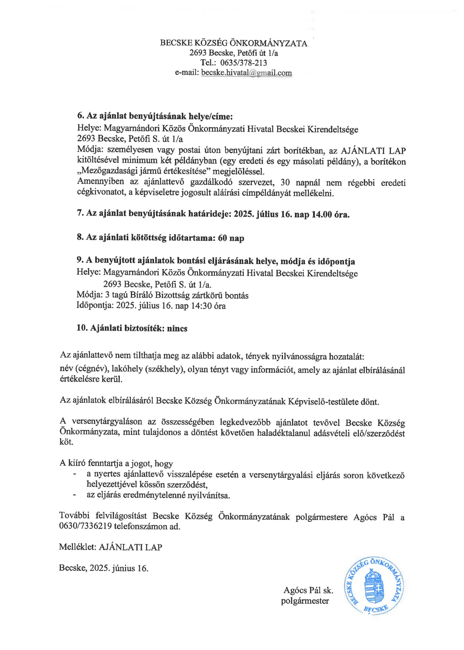 becske hirek versenytargyalasi felhivas 20250617 2